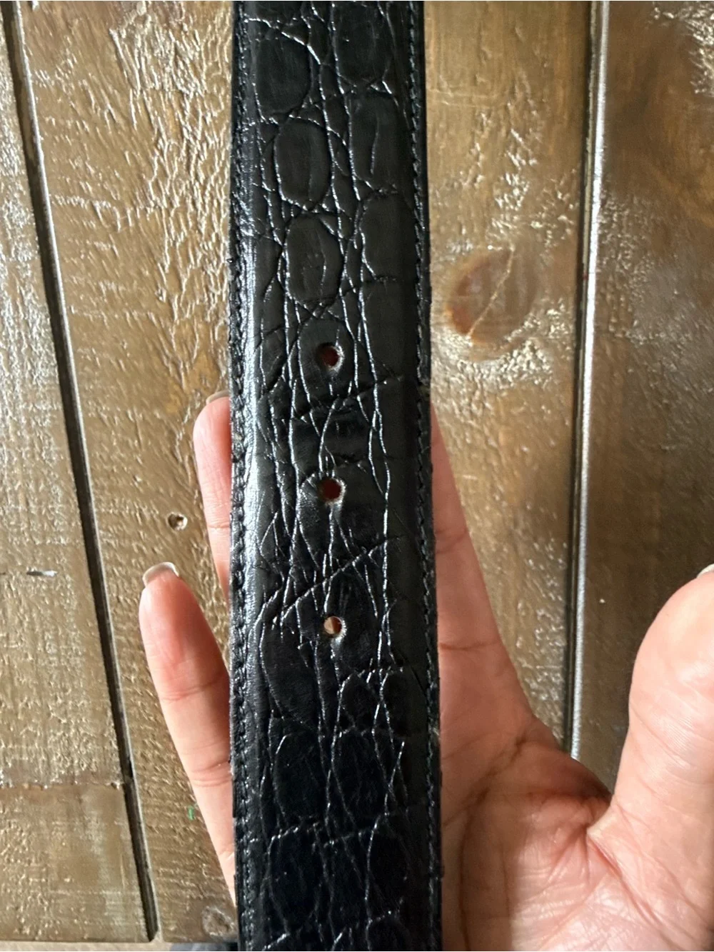 Vintage Gianni Versace Black Croc Alligator Embossed Leather Belt 42
